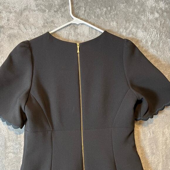 Kate Spade size 8 Black‎ Scallop Crepe Swing Dress LBD Timeless Classic Feminine - Picture 5 of 8